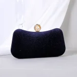 Women Vintage Chic Pearl Rhinestone Embellished Velvet Evening Bag - Image 7