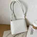 Women Fashion Basic Diamond Stitching Large Capacity Square PU Shoulder Bag - Image 6