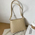 Women Fashion Basic Diamond Stitching Large Capacity Square PU Shoulder Bag - Image 7