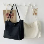 Fashion Women Large-Capacity Portable Tote Bag Simple College Student Canvas Shopping Bag
