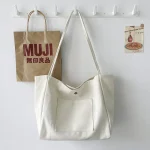 Fashion Women Large-Capacity Portable Tote Bag Simple College Student Canvas Shopping Bag - Image 2