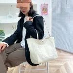 Fashion Women Large-Capacity Portable Tote Bag Simple College Student Canvas Shopping Bag - Image 3