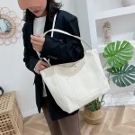 Fashion Women Large-Capacity Portable Tote Bag Simple College Student Canvas Shopping Bag - Image 4