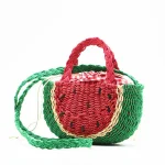 Women Fashion Simple Watermelon Orange Shape One Shoulder Handle Woven Bag - Image 6