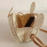 Women Fashion Simple Solid Color One Shoulder Woven Bag - Image 3