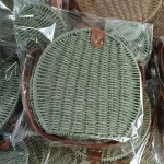 Women Fashion Simple Solid Color One Shoulder Woven Bag - Image 5