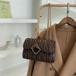 Fashion Solid Color Pleated Creasing Shoulder Bag - Image 2