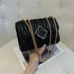 Fashion Solid Color Pleated Creasing Shoulder Bag - Image 3