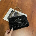 Fashion Solid Color Pleated Creasing Shoulder Bag - Image 4