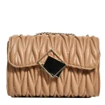 Fashion Solid Color Pleated Creasing Shoulder Bag - Image 5