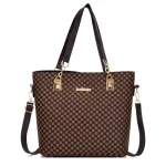 6 In 1 Women Fashion Large-Capacity Plaid Printed Shoulder Bag Wallet Set - Image 2