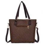 6 In 1 Women Fashion Large-Capacity Plaid Printed Shoulder Bag Wallet Set - Image 5