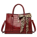3 In 1 Women Fashion Crocodile Solid PU Tote Bag Three-Piece Set - Image 2