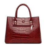 3 In 1 Women Fashion Crocodile Solid PU Tote Bag Three-Piece Set - Image 4