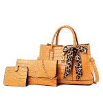3 In 1 Women Fashion Crocodile Solid PU Tote Bag Three-Piece Set - Image 6