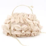 Women'S Fashion Double Layer Floral Design Solid Color Dinner Bag - Image 3
