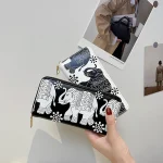 Women'S Fashion Ethnic Style Elephant Print Pu Leather Multi-Card Coin Purse - Image 2