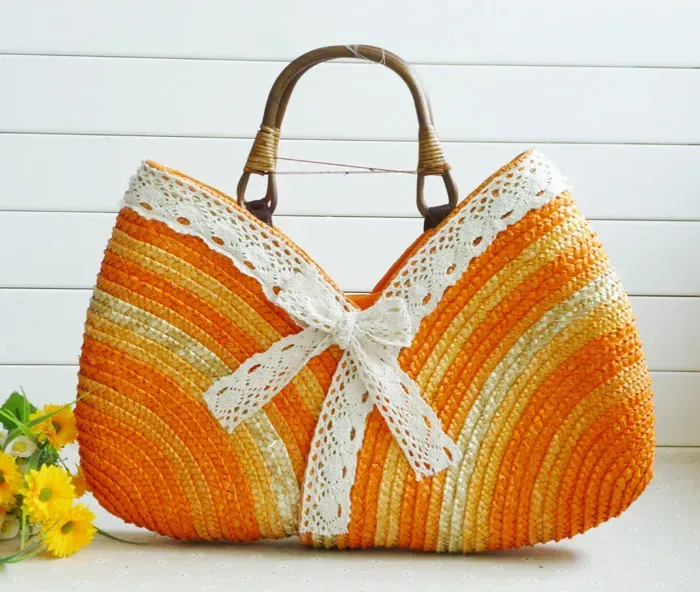 T10383B912B_113372.webp Women Fashion Multicolor Wheat Straw Machine Woven Tote Bag - Image 1