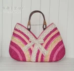 Women Fashion Multicolor Wheat Straw Machine Woven Tote Bag - Image 2