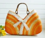 Women Fashion Multicolor Wheat Straw Machine Woven Tote Bag - Image 6