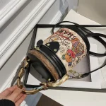 Women Fashion Bear Doodle Cylinder Bag - Image 4