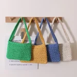 Women Fashion Solid Color Woven Tote Bag