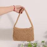 Women Fashion Solid Color Woven Tote Bag - Image 8