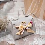 Litchi Pattern Ribbon Bow Decor Crossbody Bag - Image 8